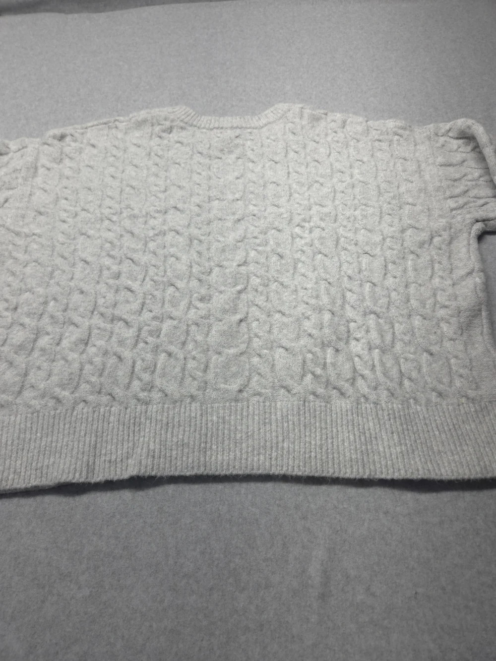 0369 a new day Cable Knit Crewneck Sweater - Light Gray